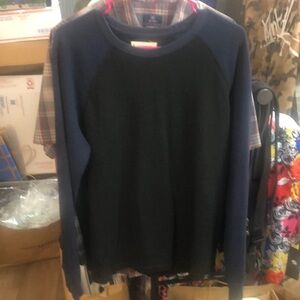 Lucky Brand Navy and Black Thermal Raglan Sweatshirt